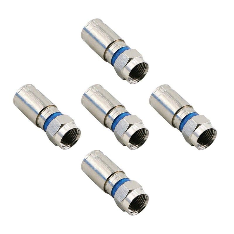 PASOW Compression RG6 F Connector Coax Coaxial Adapter Plug for Satellite & Cable TV (5 Pack) - Image 1